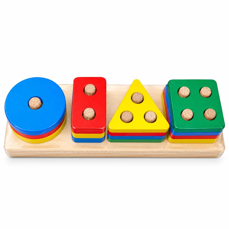 Wooden Shape Sorter Stacking Board